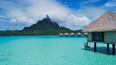 Tropical bungalows sea beautiful summe 4k wallpaper