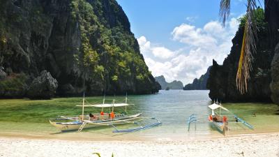 Tropics beach boat image 4k wallpaper