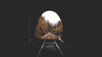 Tunnel railway autumn 4k wallpaper