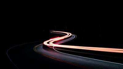 Turn road night light 4k wallpaper