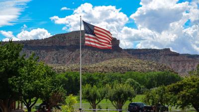 United states america utah ranch flag farm 4k wallpaper