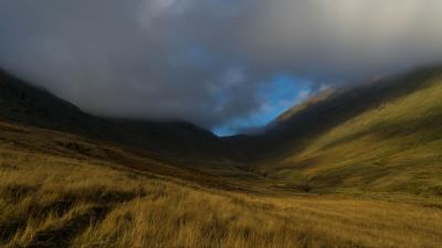 Valley hills clouds 4k wallpaper