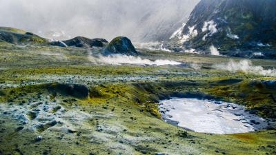 Volcano geyser mountains 4k wallpaper