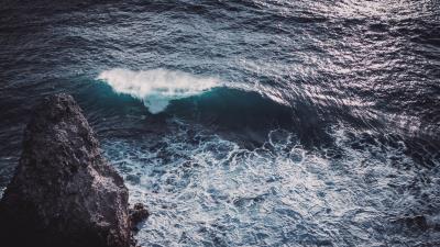 Water rock wave 4k wallpaper