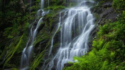 Waterfall beautiful rocks 4k wallpaper