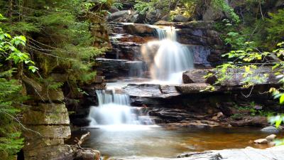 Waterfall cascade rocks nature 4k wallpaper