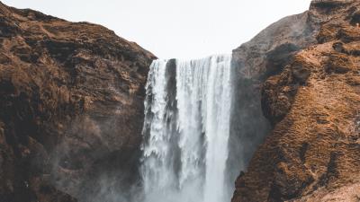 Waterfall cliff river image 4k wallpaper