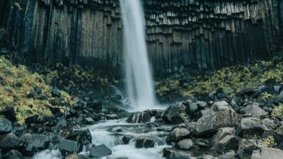 Waterfall cliff river 4k wallpaper