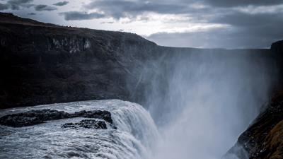 Waterfall cliff rock g 4k wallpaper