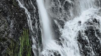 Waterfall cliff rock 4k wallpaper