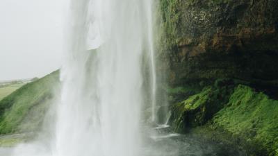 Waterfall cliff stone g 4k wallpaper