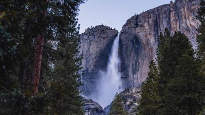 Waterfall cliff trees ff 4k wallpaper