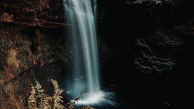 Waterfall cliff water d 4k wallpaper