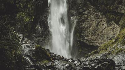 Waterfall current stones 4k wallpaper