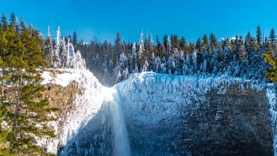 Waterfall frozen ice 4k wallpaper