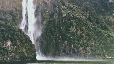 Waterfall mountains cliff river 4k wallpaper