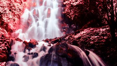 Waterfall photoshop stones 4k wallpaper