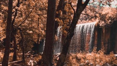 Waterfall river forest 4k wallpaper