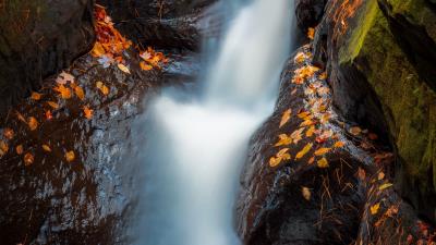 Waterfall river stones 4k wallpaper
