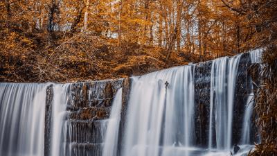 Waterfall river trees h 4k wallpaper
