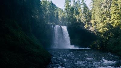 Waterfall river trees image 4k wallpaper