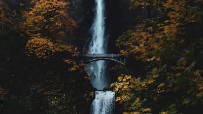 Waterfall rock cliff ff 4k wallpaper