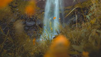 Waterfall rock cliff image 4k wallpaper