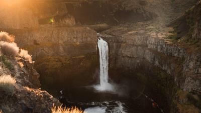 Waterfall rocks cliff h 4k wallpaper