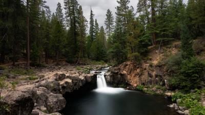 Waterfall rocks stones ff 4k wallpaper
