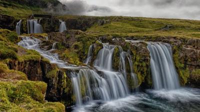 Waterfall rocks water image 4k wallpaper