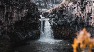 Waterfall rocks water 4k wallpaper