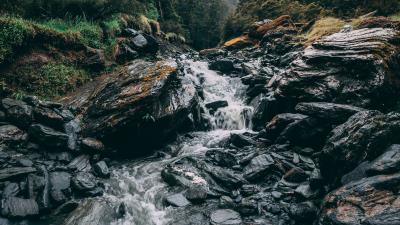 Waterfall stones current image 4k wallpaper
