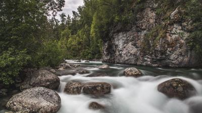 Waterfall stones rocks hh 4k wallpaper