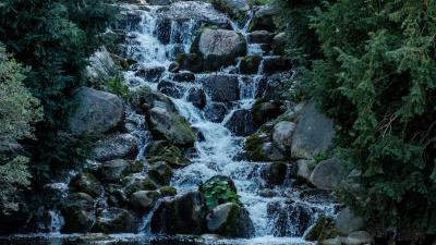 Waterfall stones water 4k wallpaper