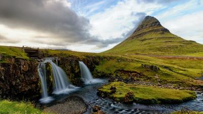 Waterfall stream rock 4k wallpaper