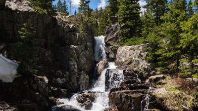 Waterfall stream rocks 4k wallpaper