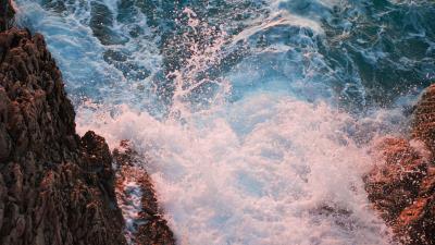 Waves spray rocks image 4k wallpaper
