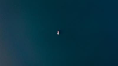 Aerial view boat water 4k wallpaper