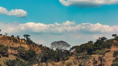 Africa hills trees clouds 4k wallpaper