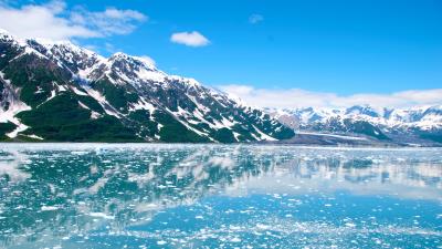 Alaska glacier mountains sky 4k wallpaper
