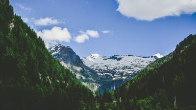 Alps mountain hill trees 4k wallpaper