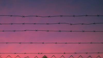Barbed wire wire sunset 4k wallpaper