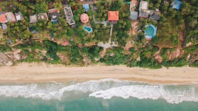 Beach coast aerial view image 4k wallpaper