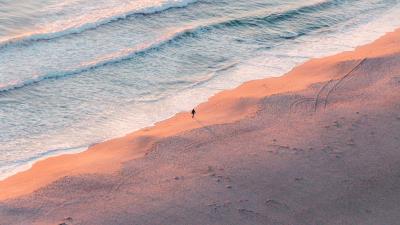 Beach silhouette aerial view 4k wallpaper