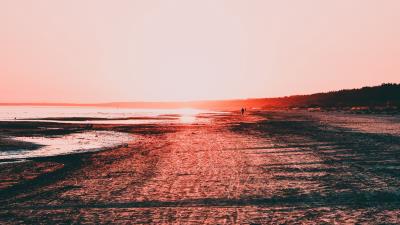 Beach sunset dusk 4k wallpaper