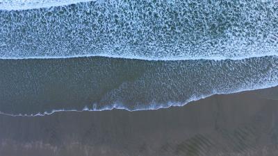 Beach waves aerial view 4k wallpaper