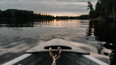 Boat river sunset 4k wallpaper