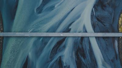 Bridge aerial view river 4k wallpaper