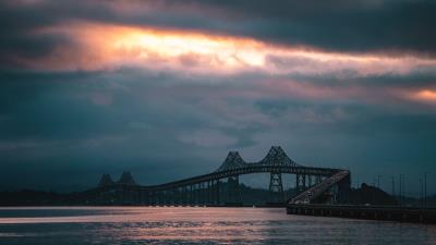 Bridge evening sunset 4k wallpaper