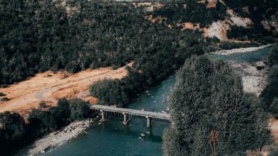 Bridge river aerial view 4k wallpaper